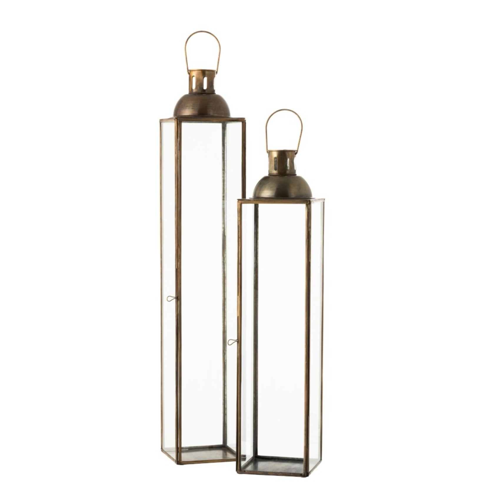 J-Line Lantern Rectangle Glass Metal Antique Bronze - Small