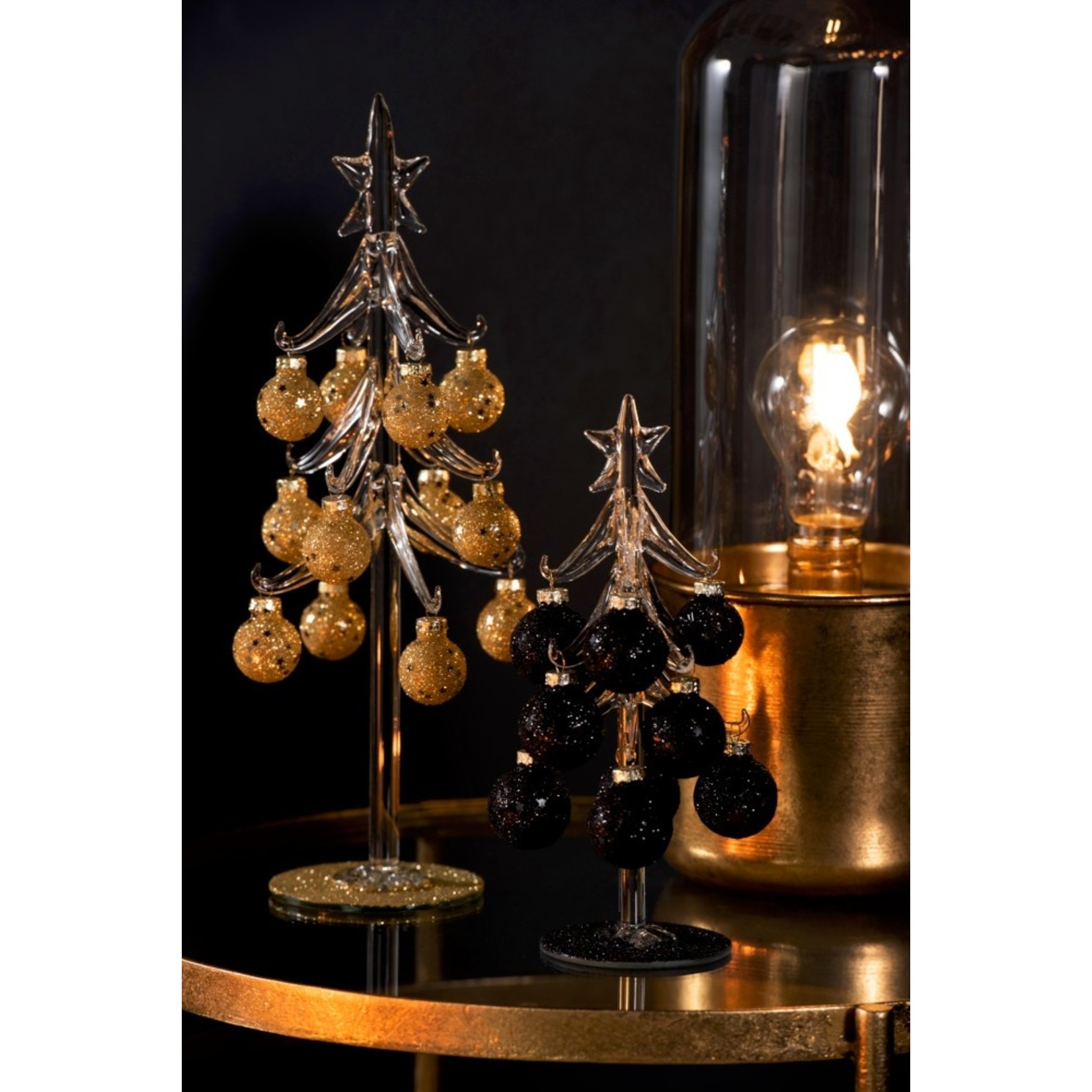 J-Line Decoration Tree Glass Christmas Balls Black - Large