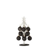 J-Line Decoratie Boom Glas Kerstballen Zwart - Small