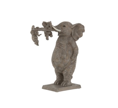 J-Line Decoration Elephant Father Playing children - Gray