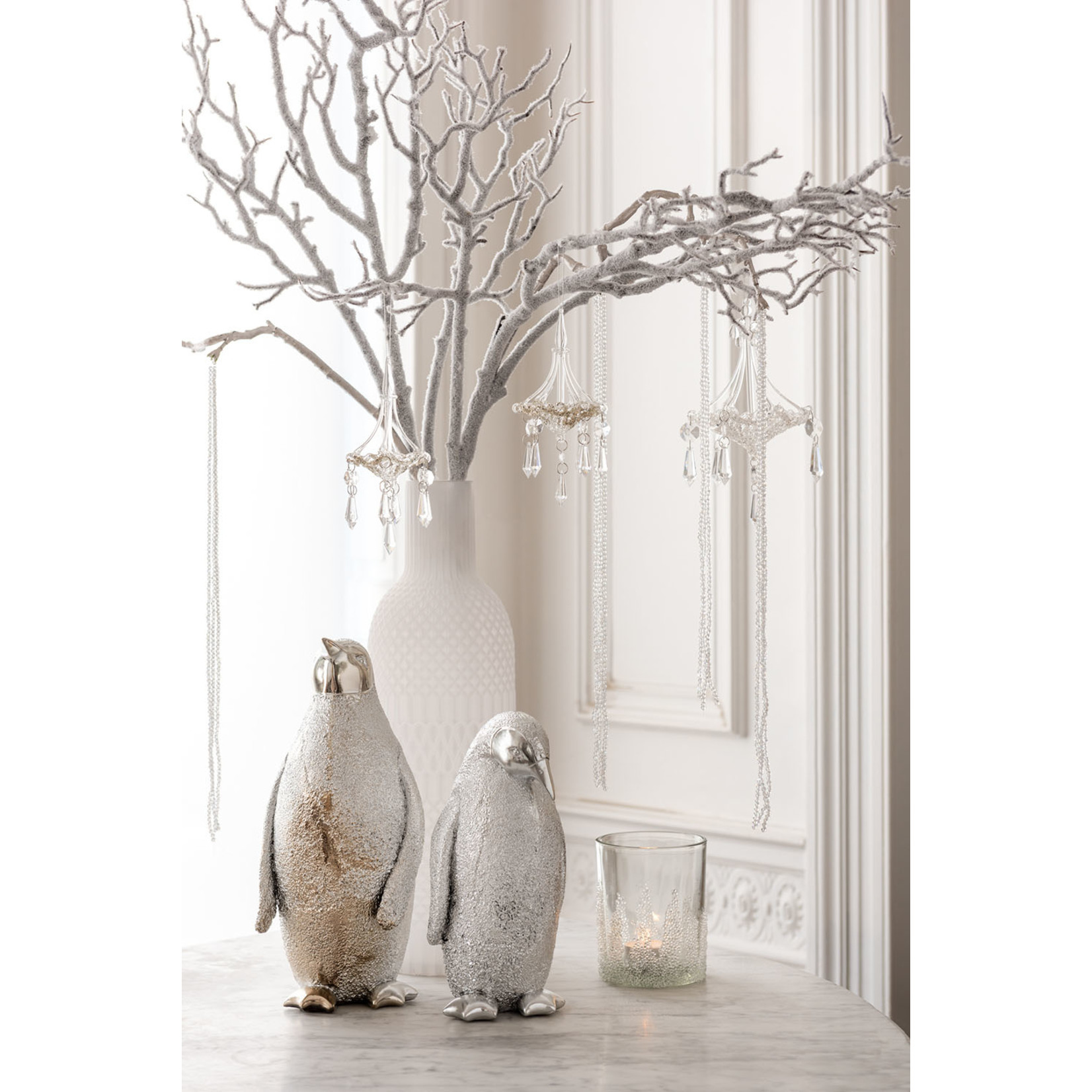 J-Line Decoratie Kerst Pinguïn Poly Zilver - Small