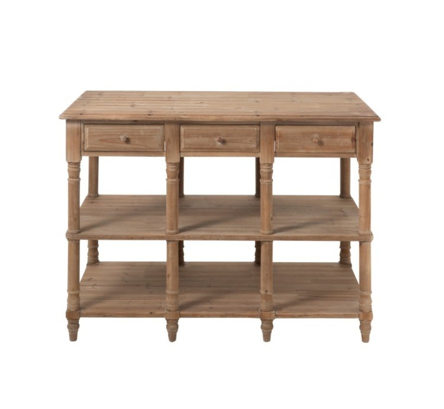 Console Table Rural Shelves Drawers Wood - Brown