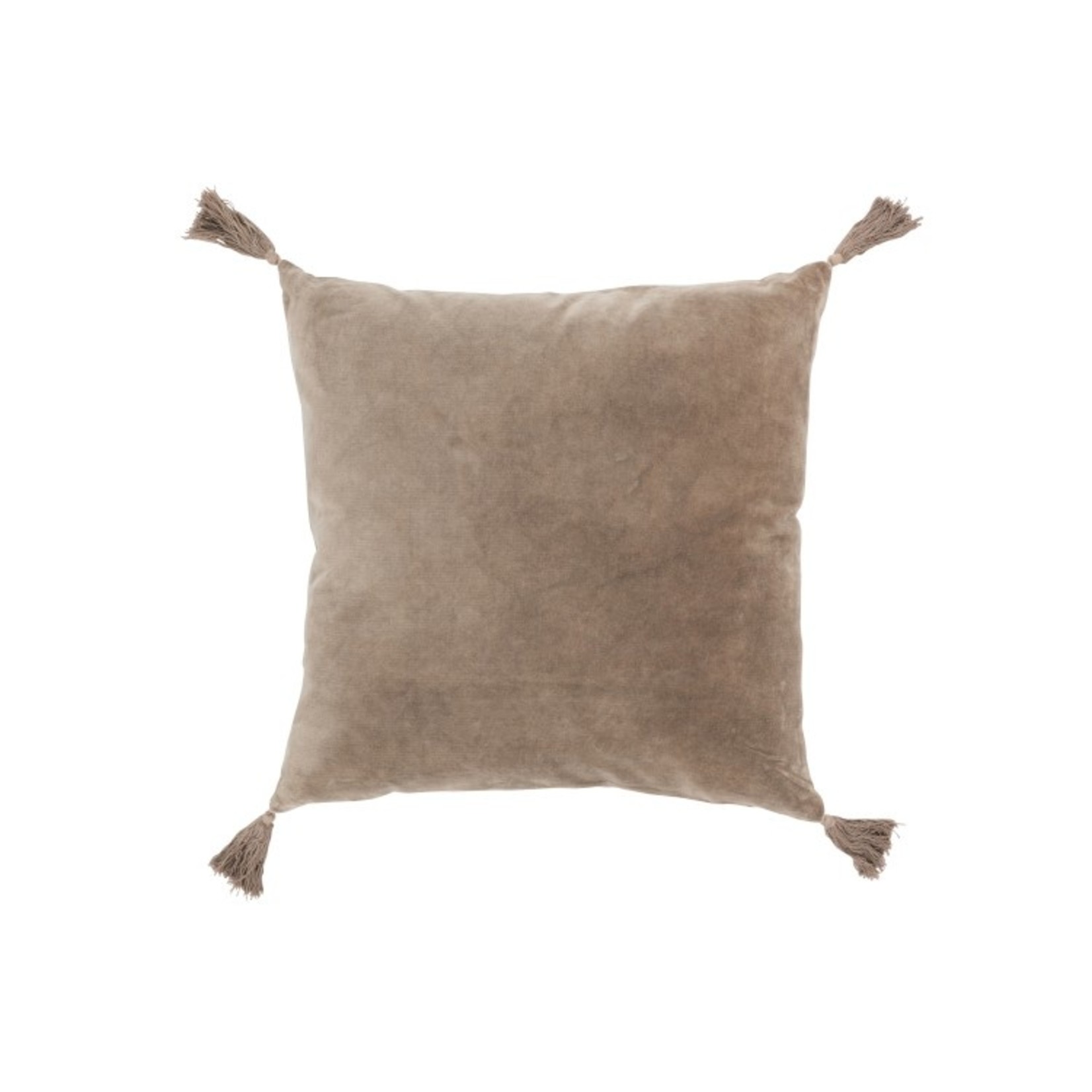 J-Line Cushion Square Cotton Tassels - Light brown