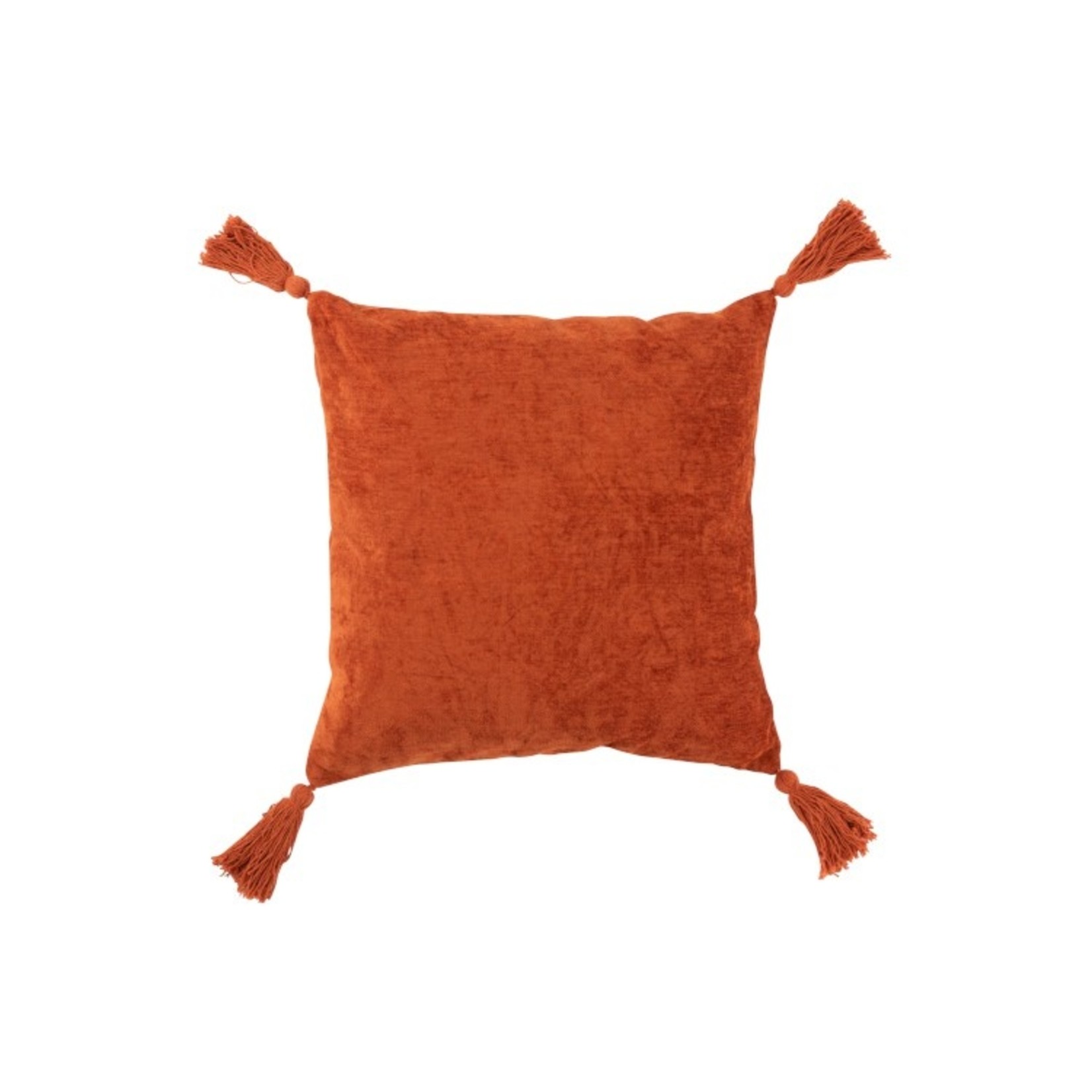 J-Line Cushion Square Soft Cotton Tassels - Orange