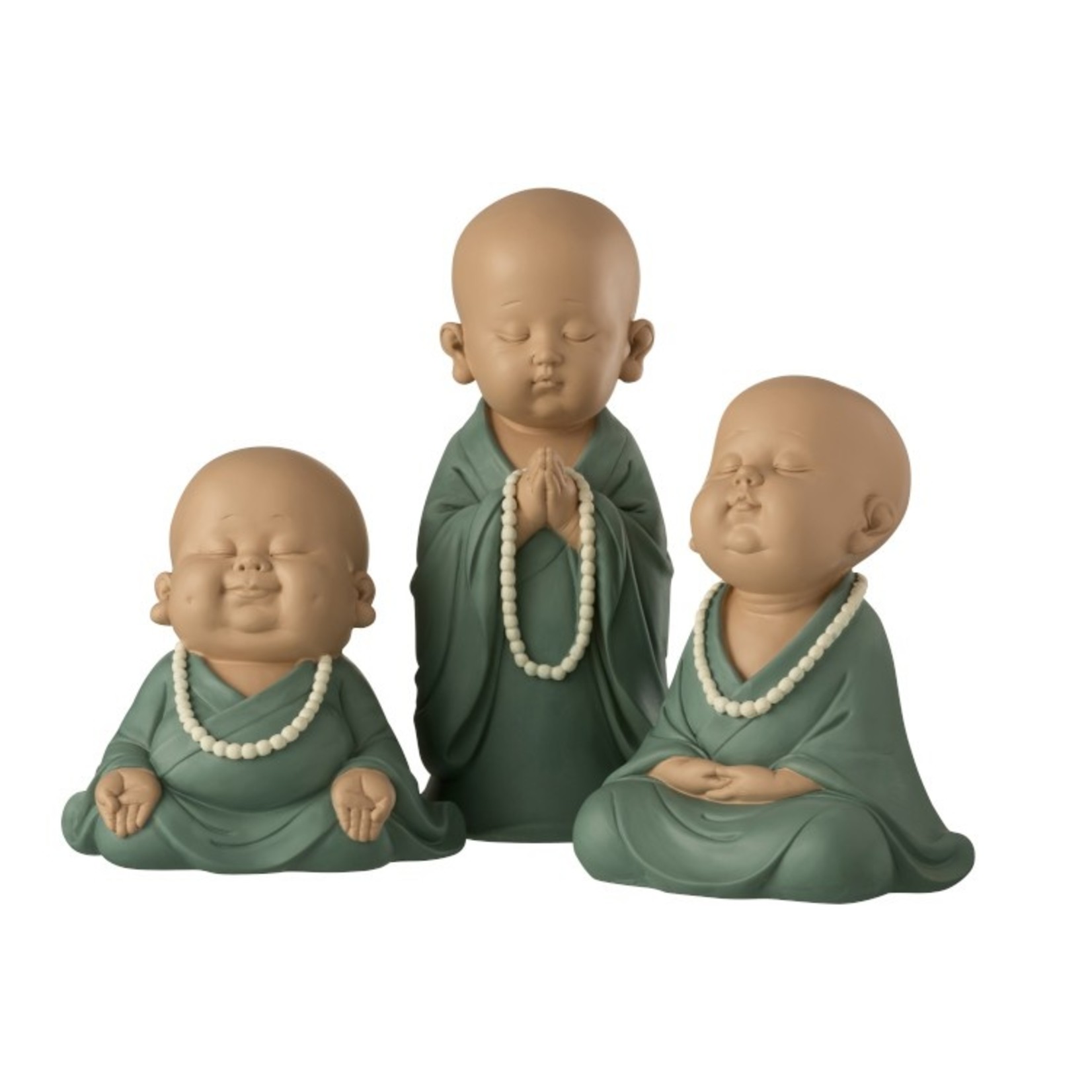 J-Line Decoratie Monnik Zittend Zen Pastel Groen - Small