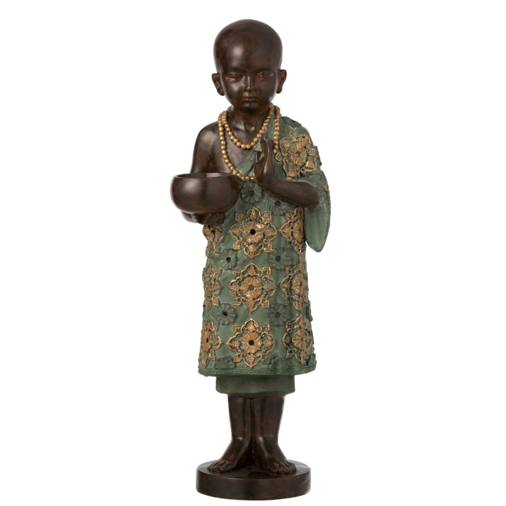 J-Line Tealight holder Monk Poly Green Gold - Large