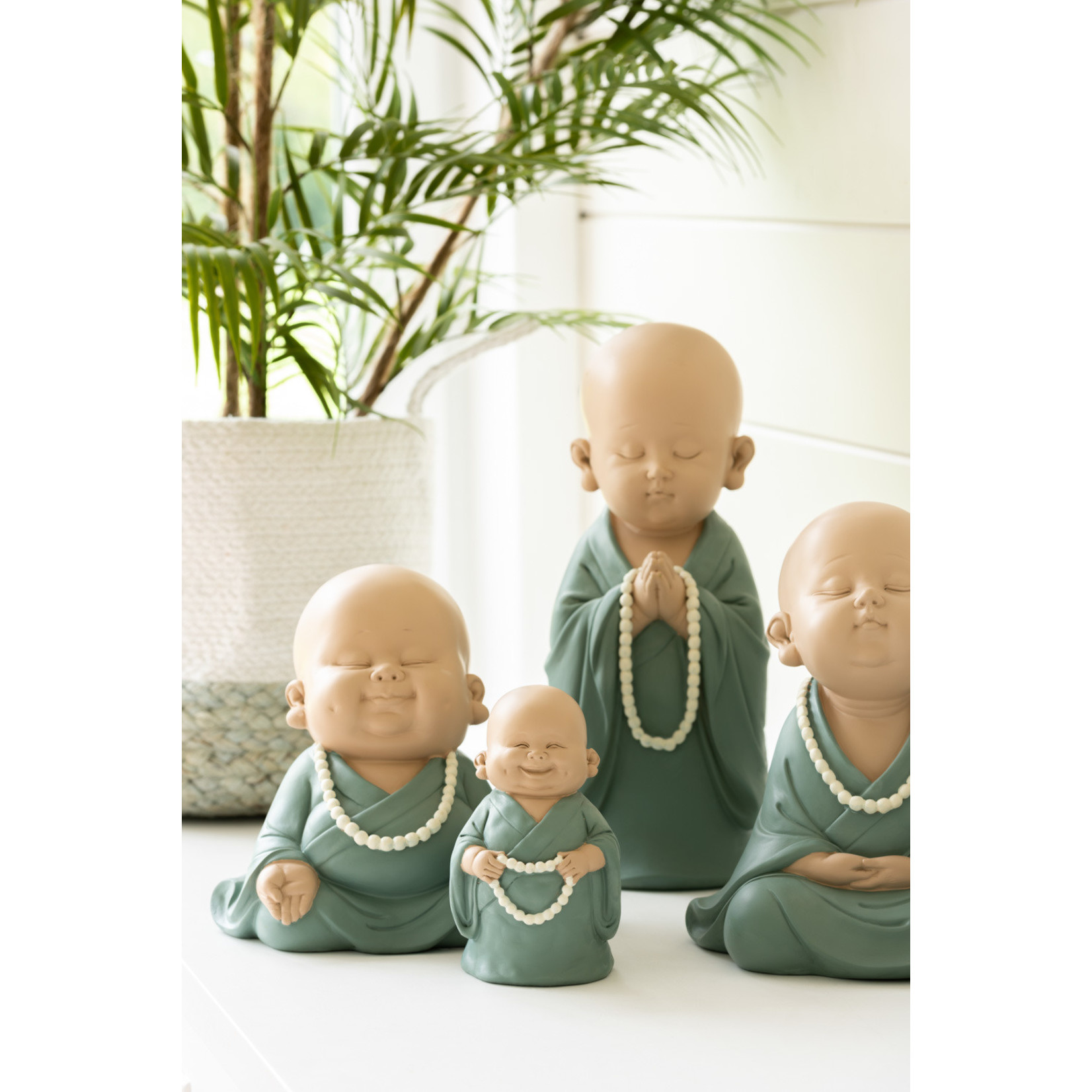 J-Line Decoration Monk Sitting Zen Pastel - Green