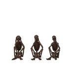 J-Line Decoration Figure Skeletons Hear See No Speak - Bronze