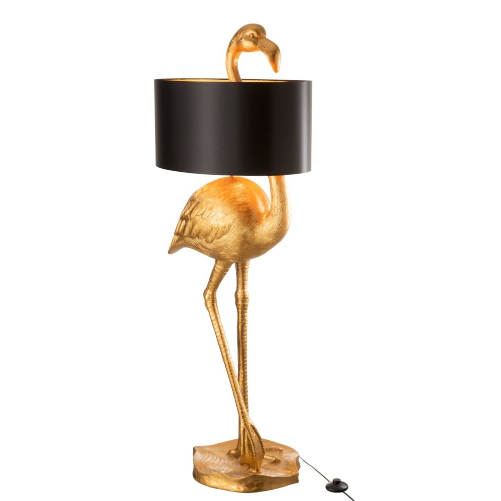 J-Line Staande Lamp Flamingo Zwarte Lampenkap - Goud