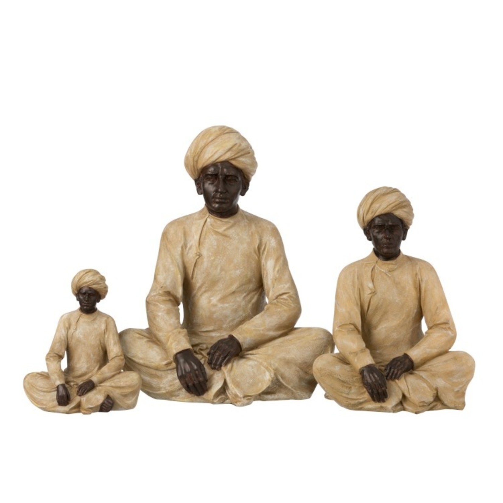 J-Line Decoration Figure Seated Indian Man Beige - Brown