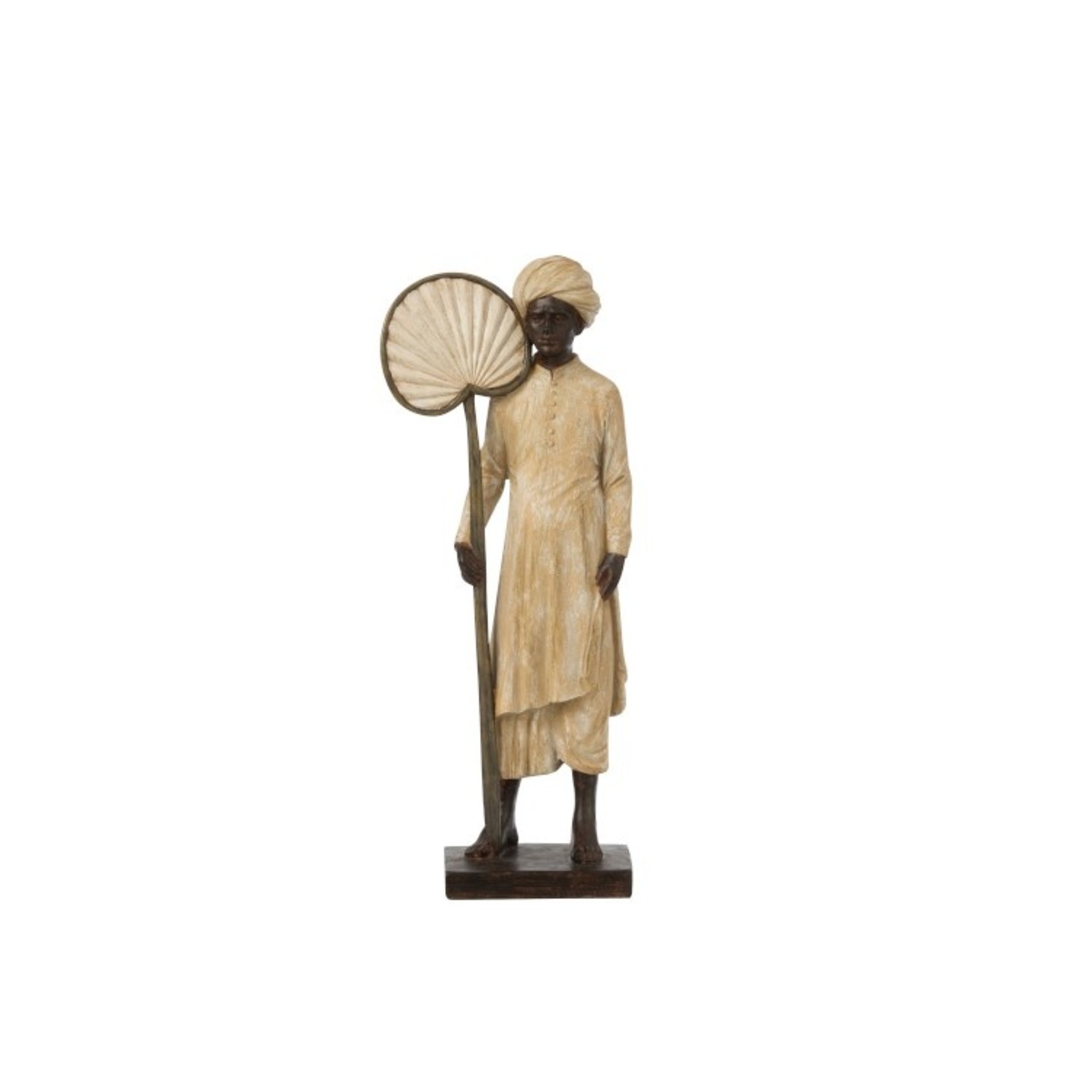 Decoratie Figuur Staande Man Met Waaier Beige - - Sl-homedecoration.com