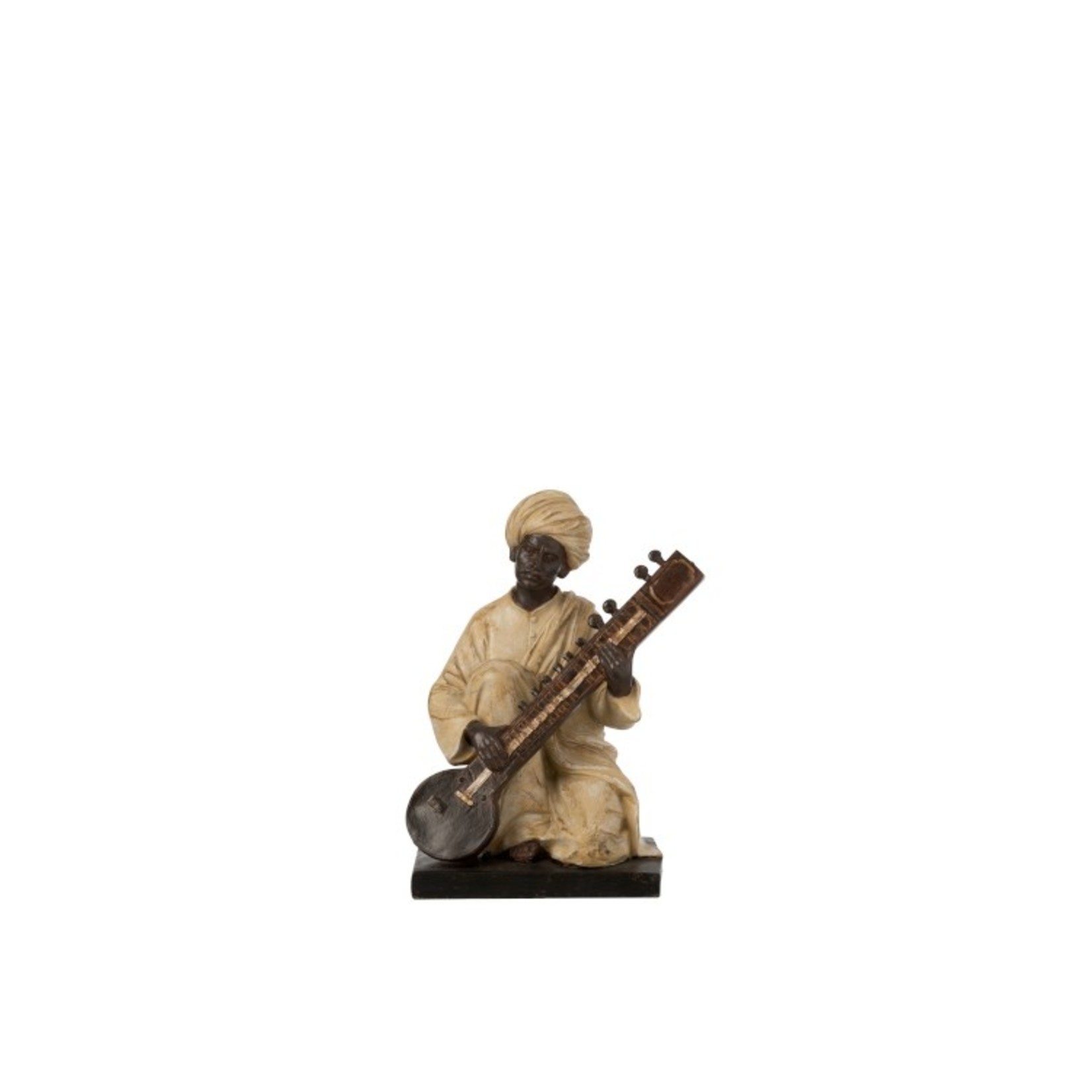 J-Line Decoration Figure Man With Musical Instrument Beige - Brown