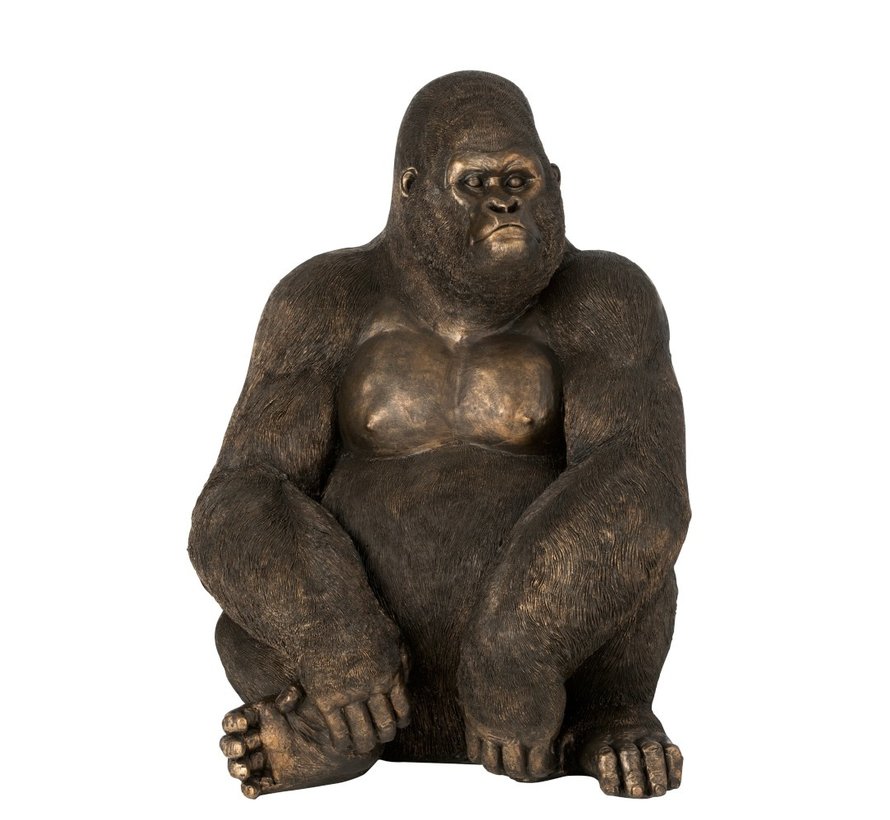 Decoratie Zittende Gorilla Donkerbruin Brons - Large