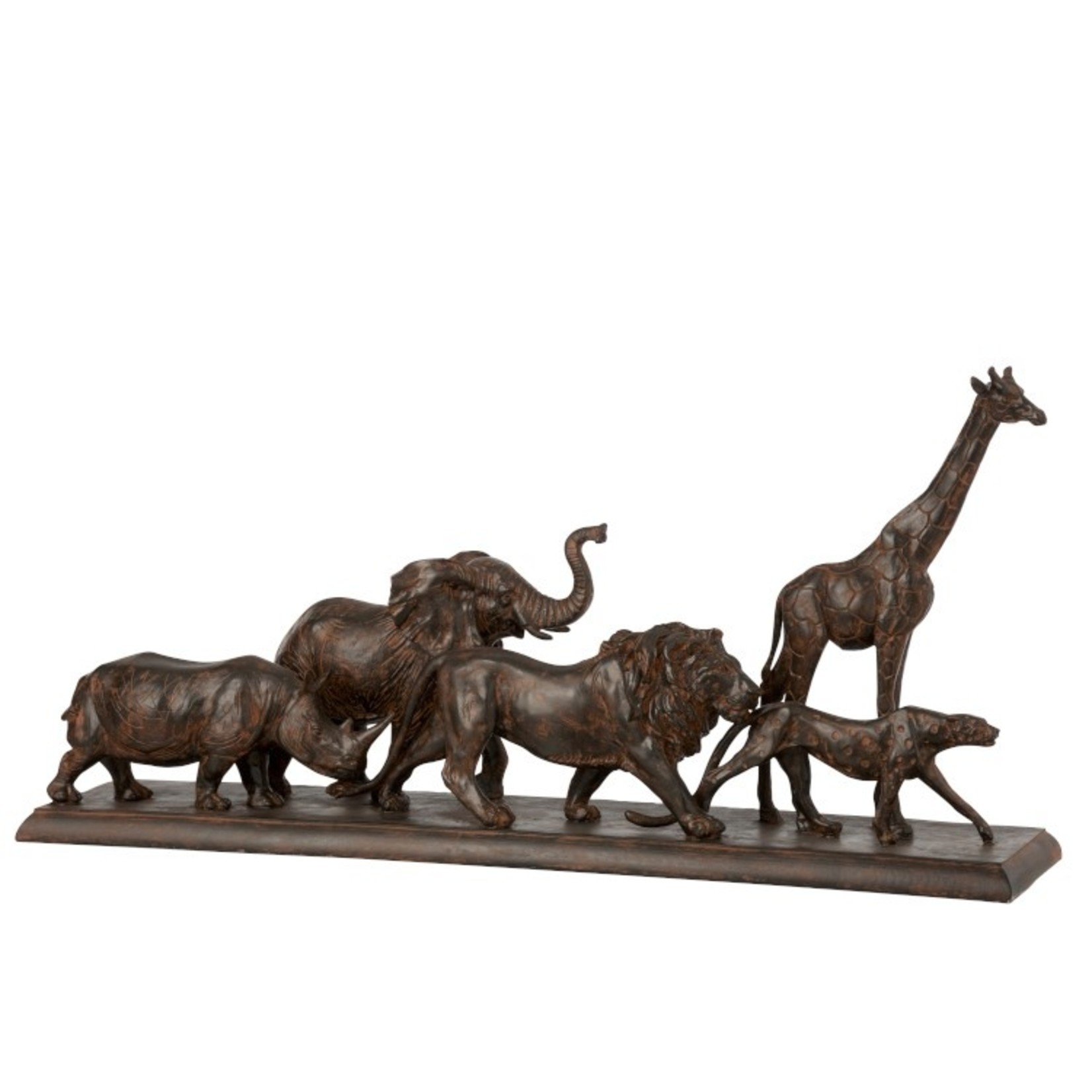 J-Line Decoration Figure Safari Animals On Base Poly Brown - Large