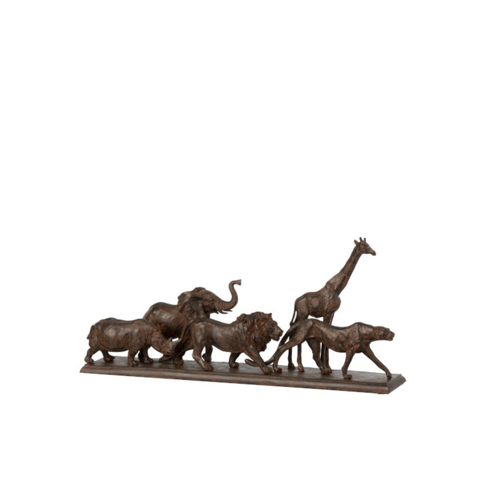 J-Line Decoratie Figuur Safari Dieren Op Voet Poly Bruin - Small