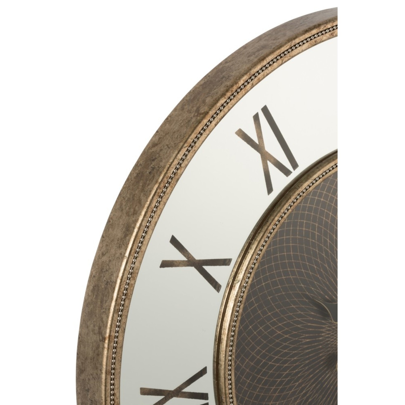 J-Line Wall Clock Round Roman Numerals Antique Gold - Large