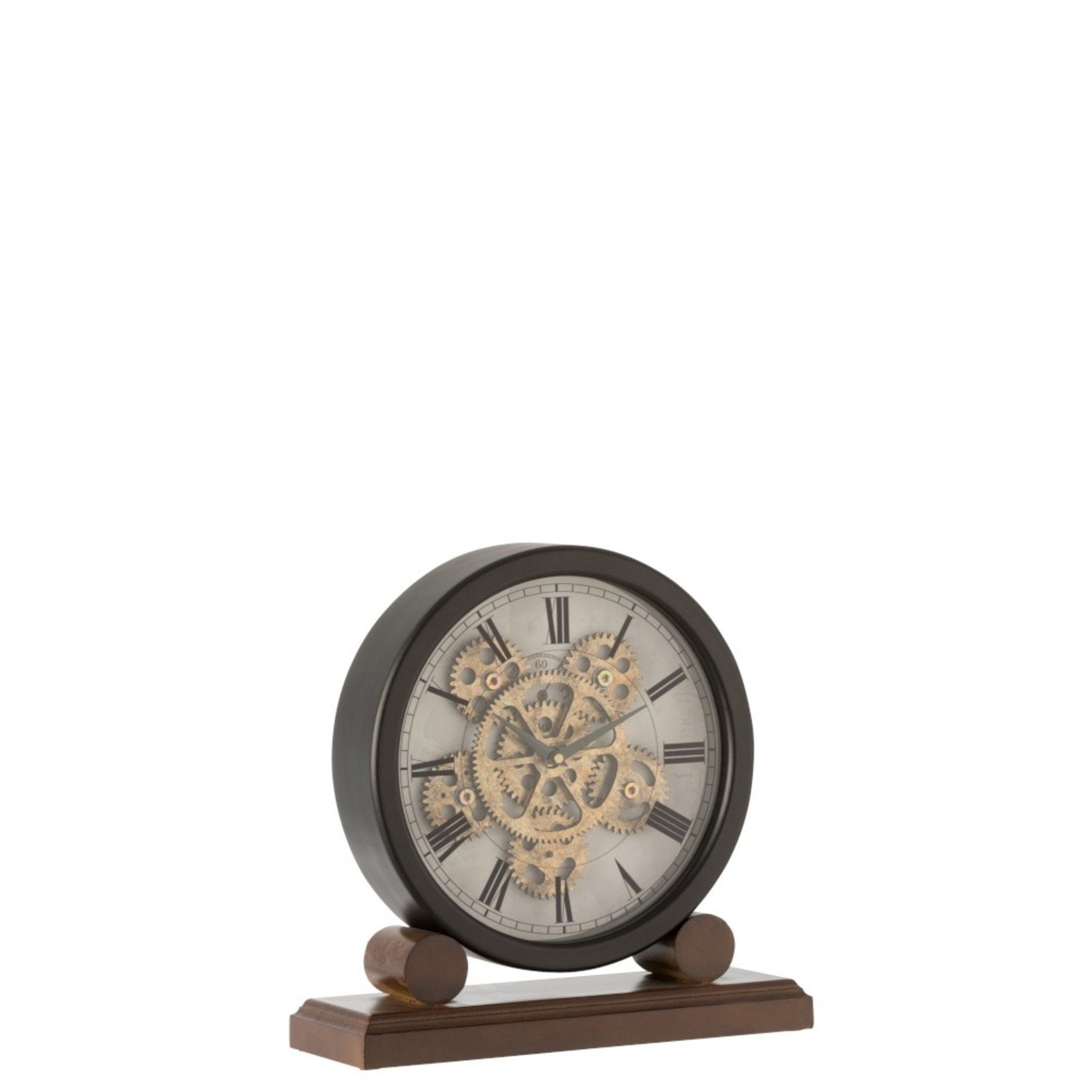 J-Line Table Clock On Foot Radar Work Antique Gold Black - Brown