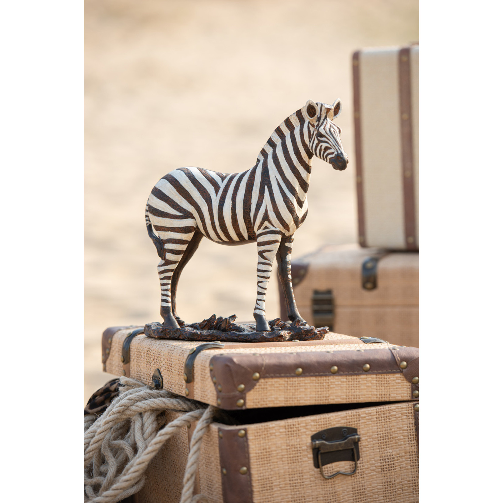 J-Line Decoratie Figuur Zebra Op Voet Wit Zwart - Large