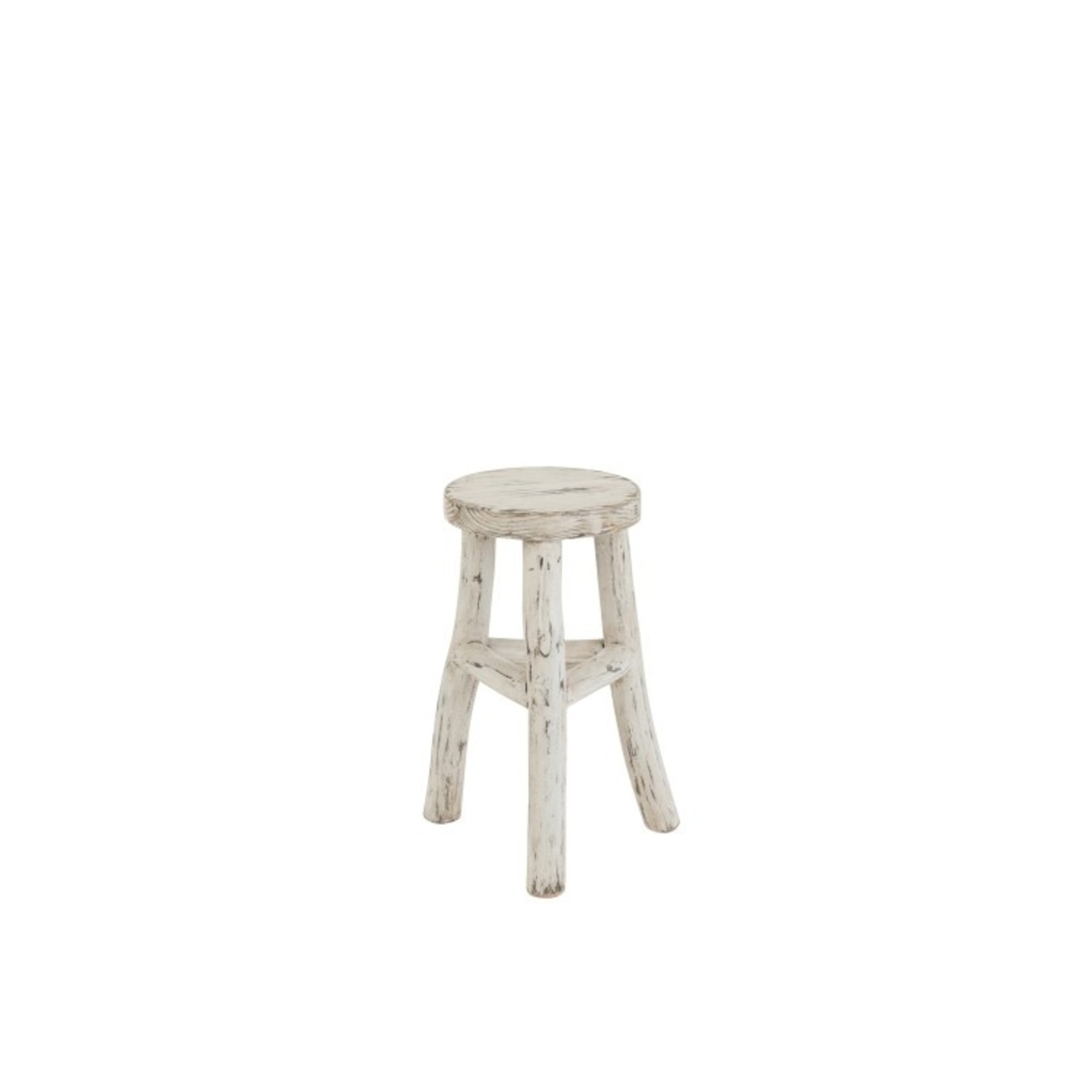 J-Line Side stool Ibiza Style Round Wood - White Wash