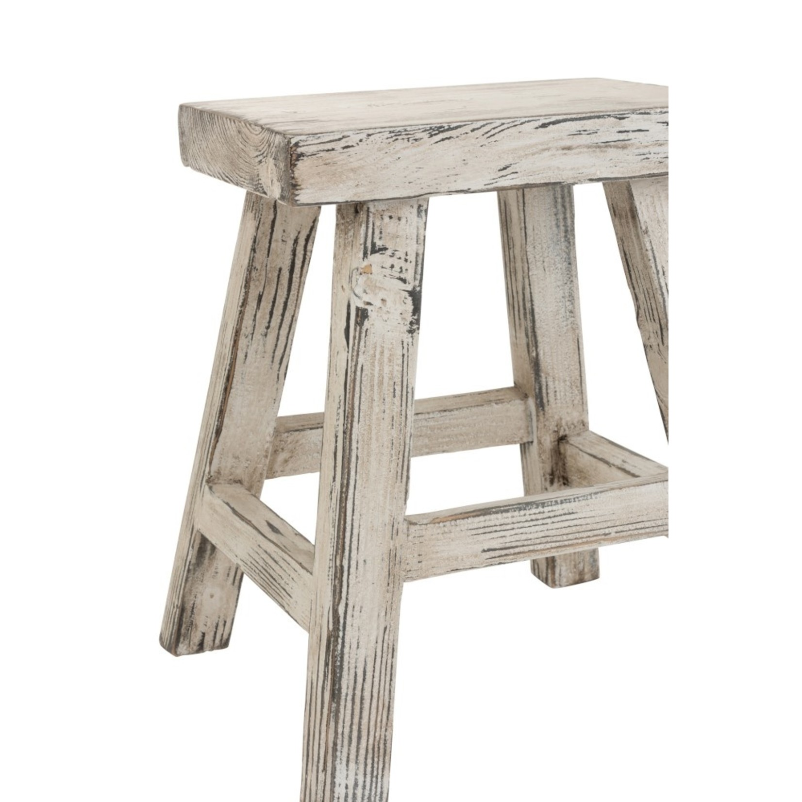 J-Line Side stool Ibiza Style Rectangle Wood - White Wash