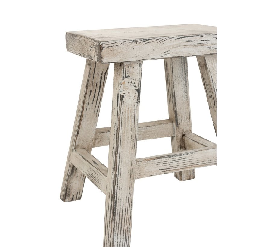 Side stool Ibiza Style Rectangle Wood - White Wash