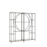 J-Line Open Cabinet Two Parts Circle Metal Glass - Black
