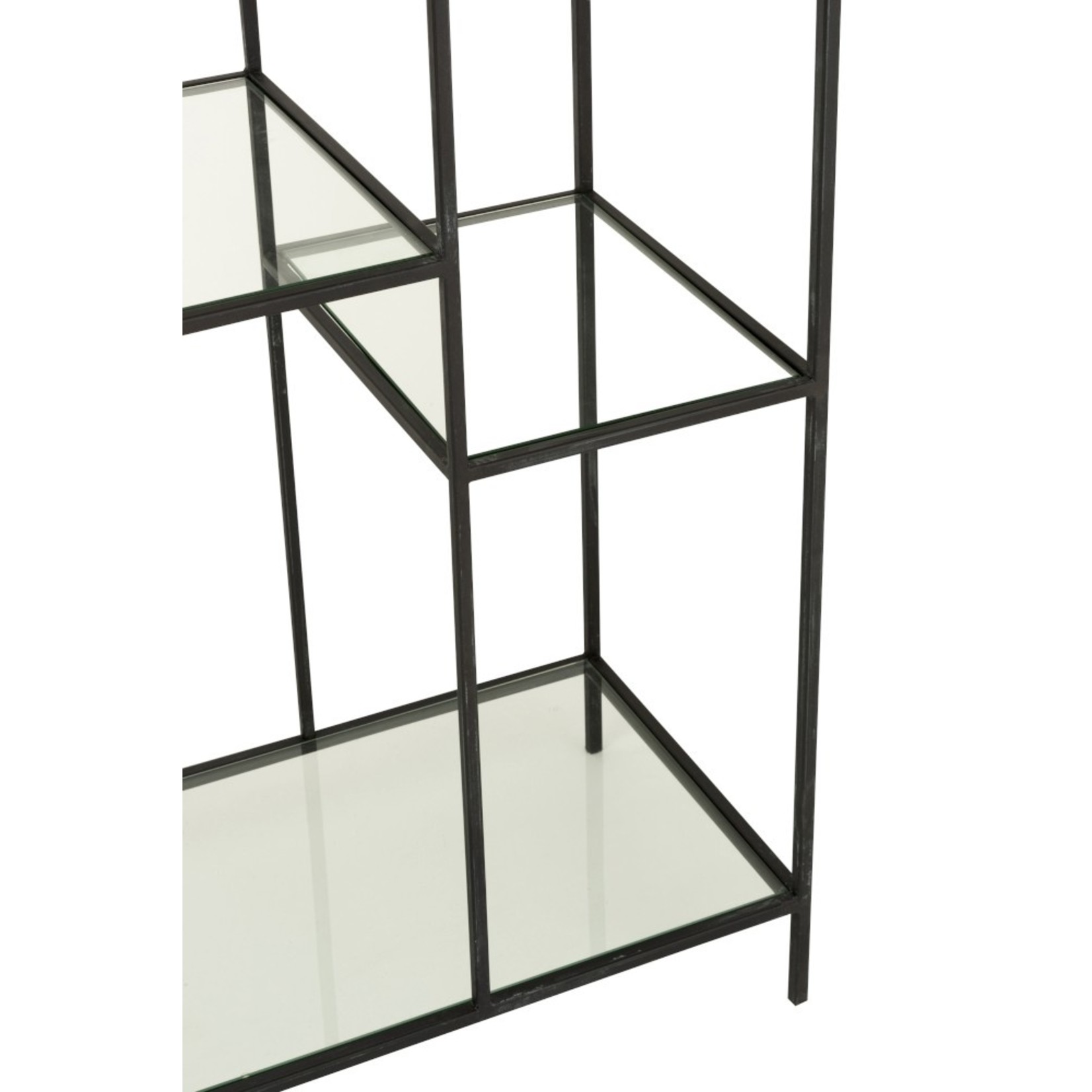 J-Line Open Cabinet Two Parts Circle Metal Glass - Black