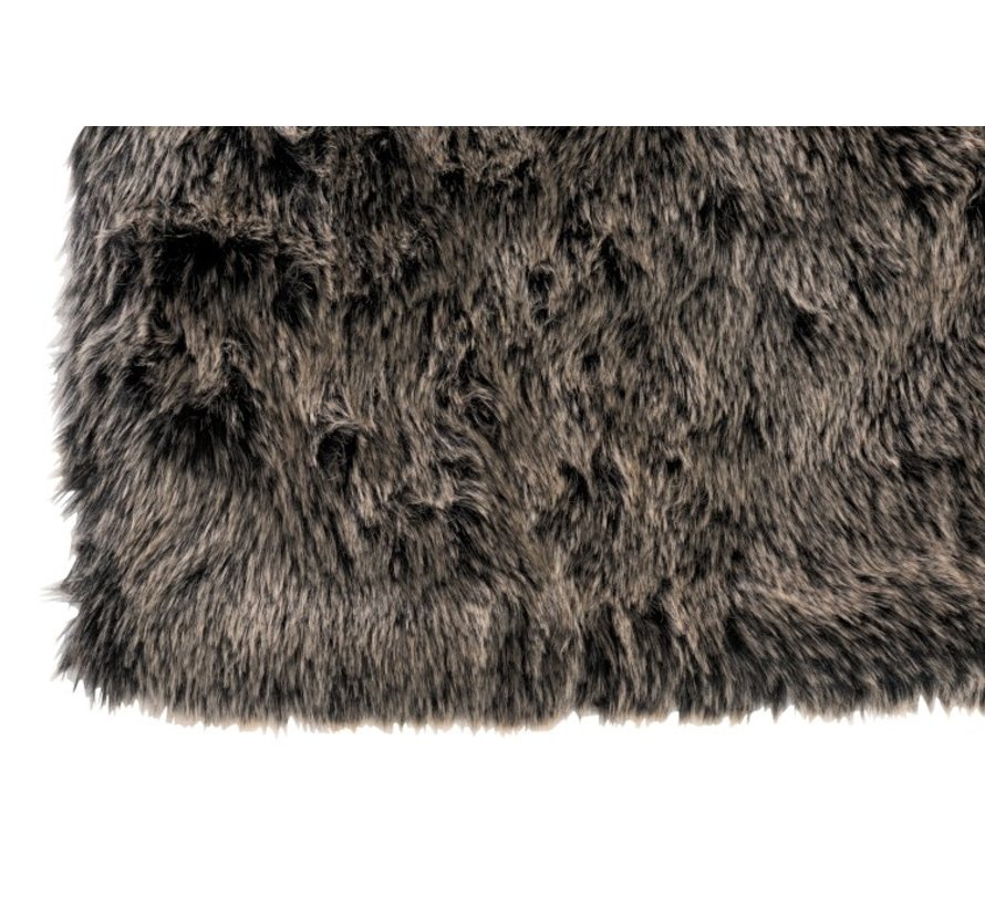 Carpet Long Hair Fake Fur Gray Black - White