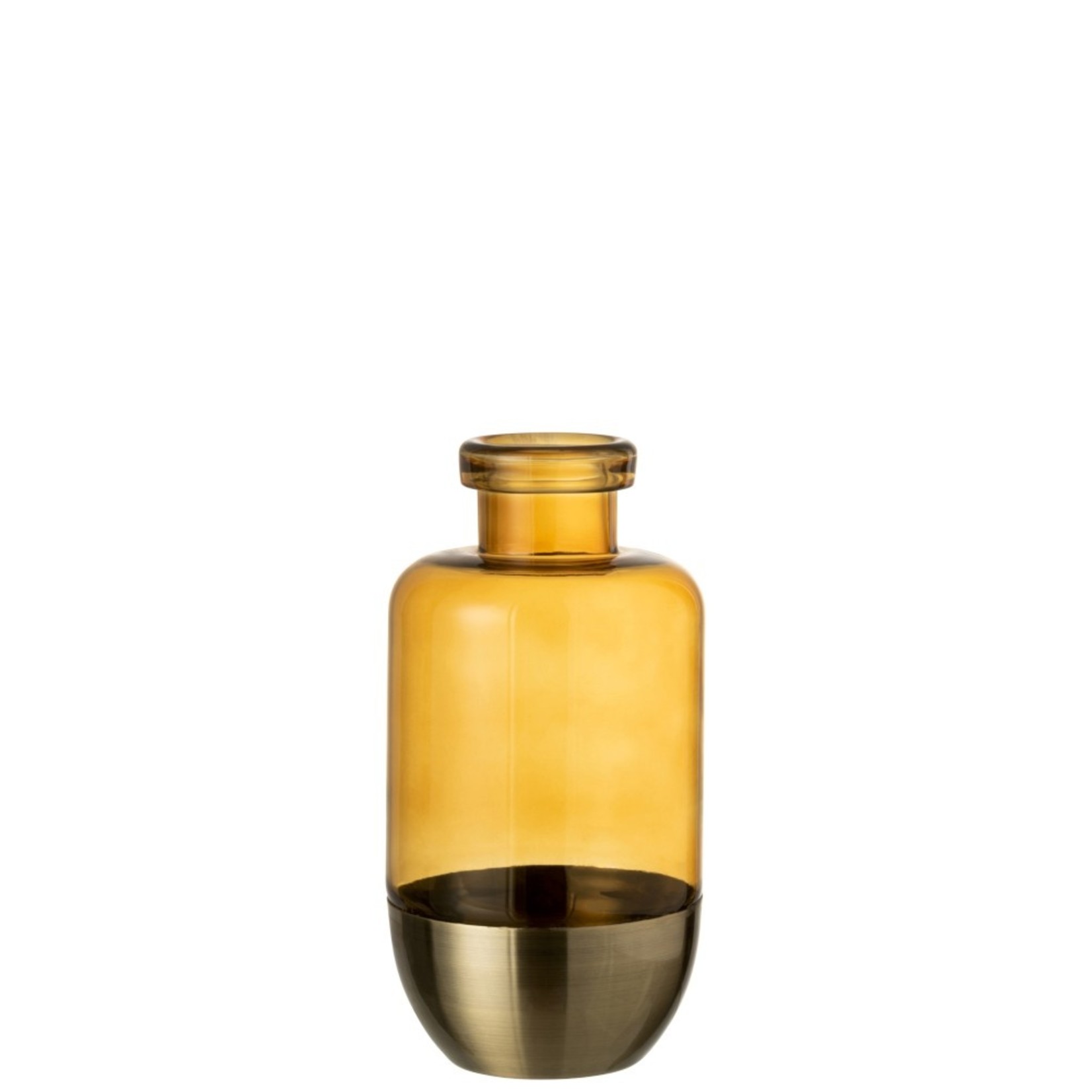 J-Line Bottles Vase Separation Glass Metal Ocher - Small