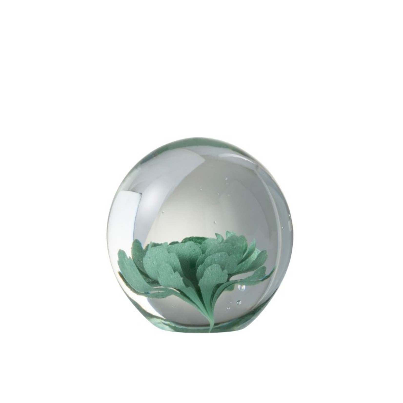 J-Line Paper Weight Glass Flower Transparent Mint Green - Medium