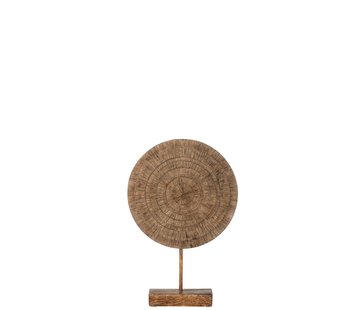 J-Line Decoratie Cirkel Op Voet Relief Abstract Bruin - Small