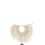 J-Line Decoration Necklace On Tripod Feather Shells White - Small