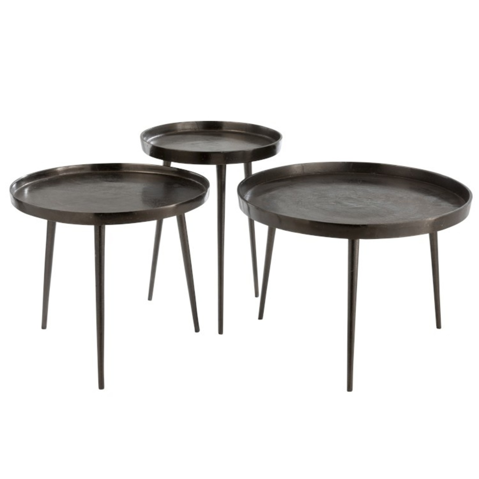 J-Line Side tables Round Plateau Wide Legs - Dark Gray