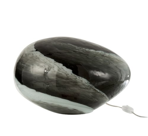 J-Line Tafellamp Ovaal Glas Marmer Wit - Zwart