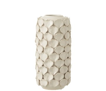 J-Line Vase Ceramic Shells Motif White - Large