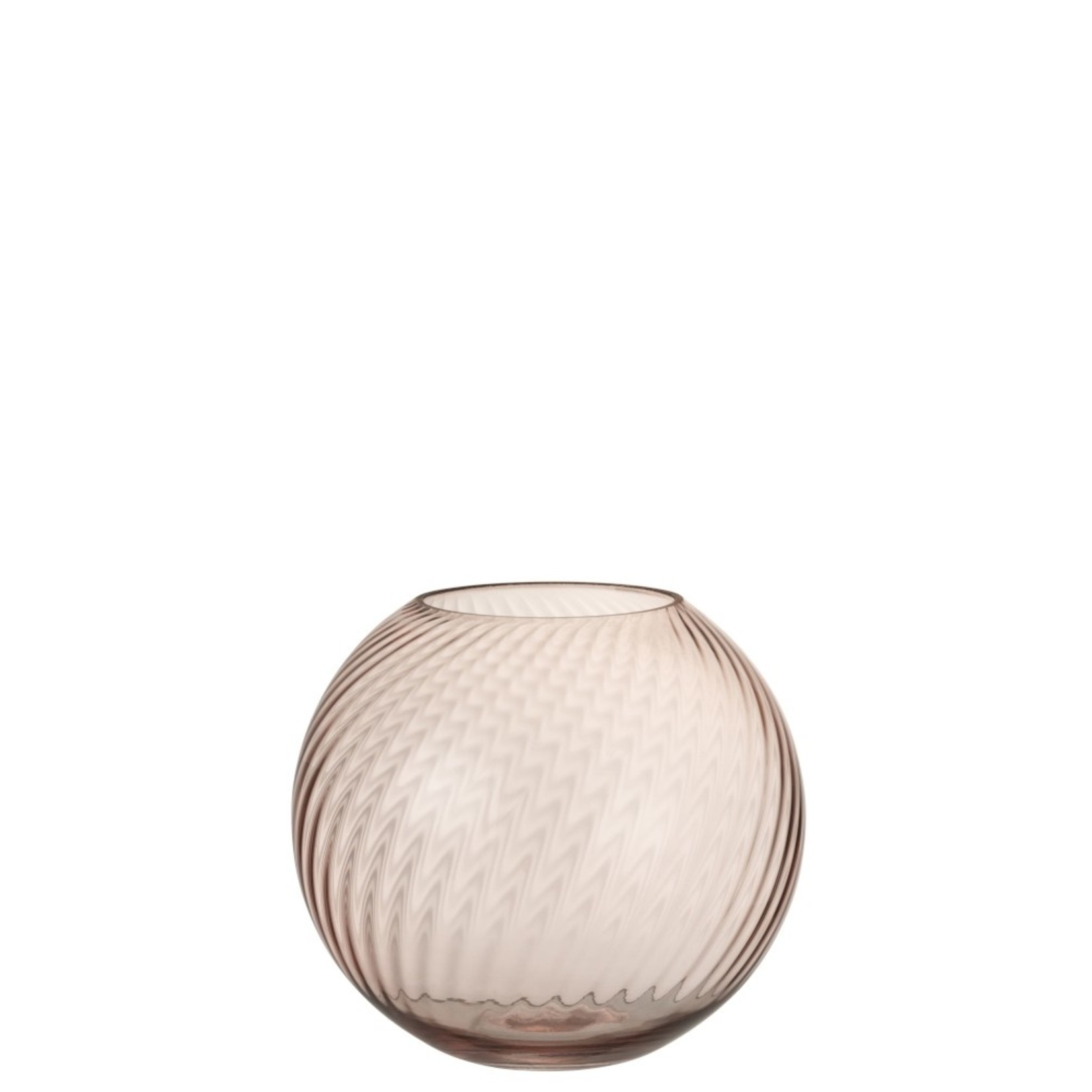 J-Line Vase Glass Ribbed Round Light Pink - Small