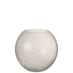 J-Line Vase Glass Ribbed Round White - Large