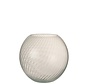 Vase Glass Ribbed Round White - Large