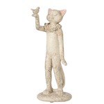 J-Line Decoratie Figuur Kat Met Vogel - Grijs