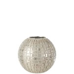 J-Line Tealight Holder Sphere Mosaic Glass Gray - Large