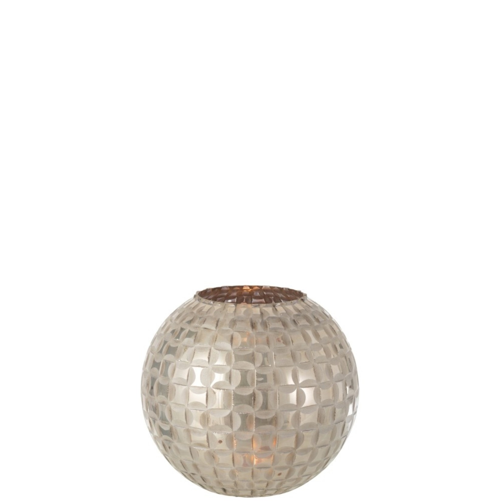 J-Line Tealight Holder Sphere Mosaic Glass Gray - Medium