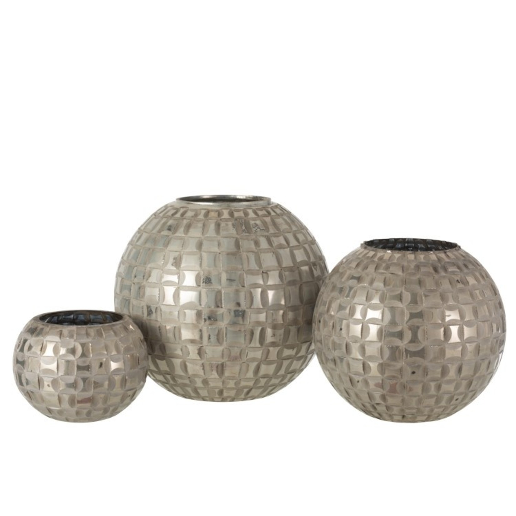 J-Line Tealight Holder Sphere Mosaic Glass Gray - Medium