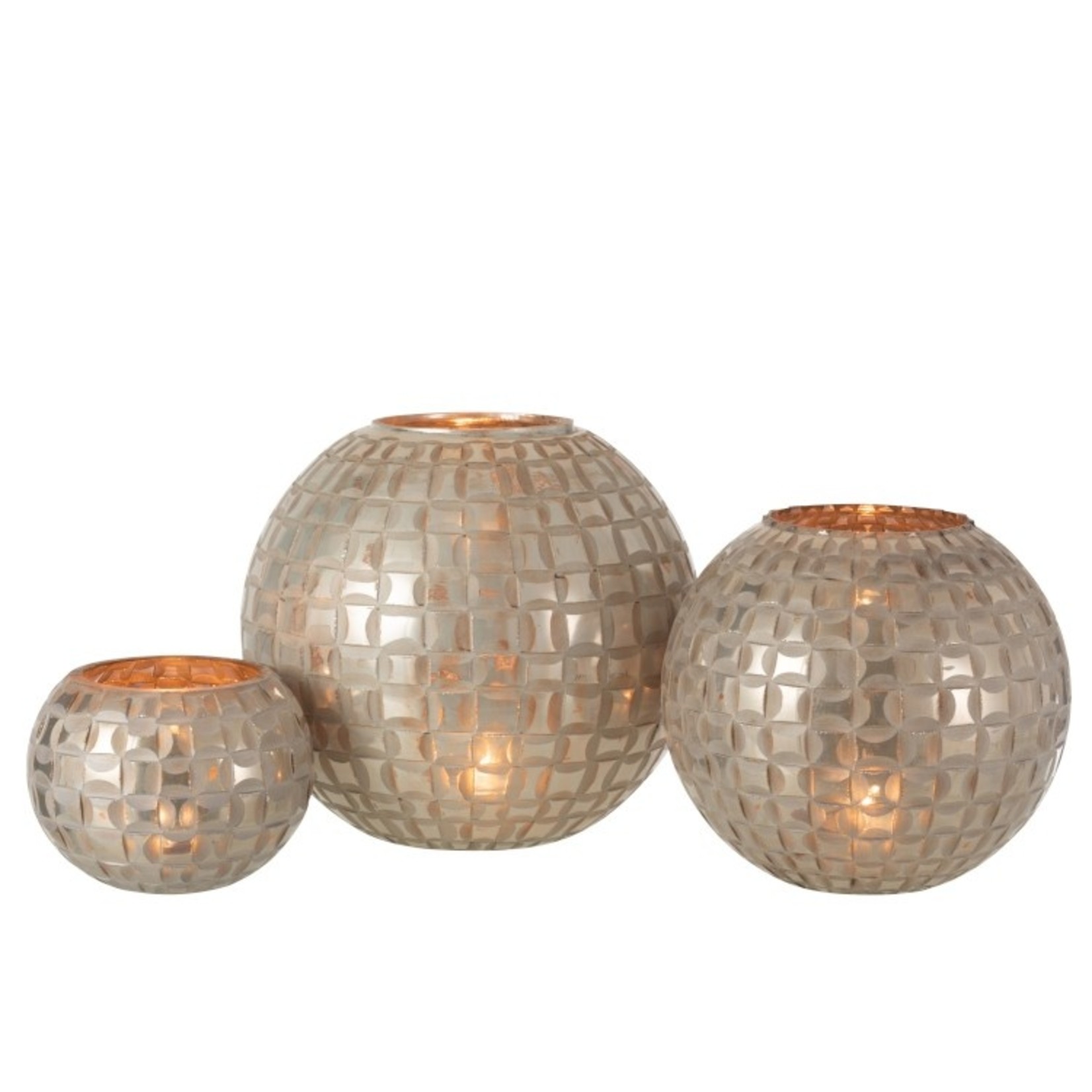 J-Line Tealight Holder Sphere Mosaic Glass Gray - Medium