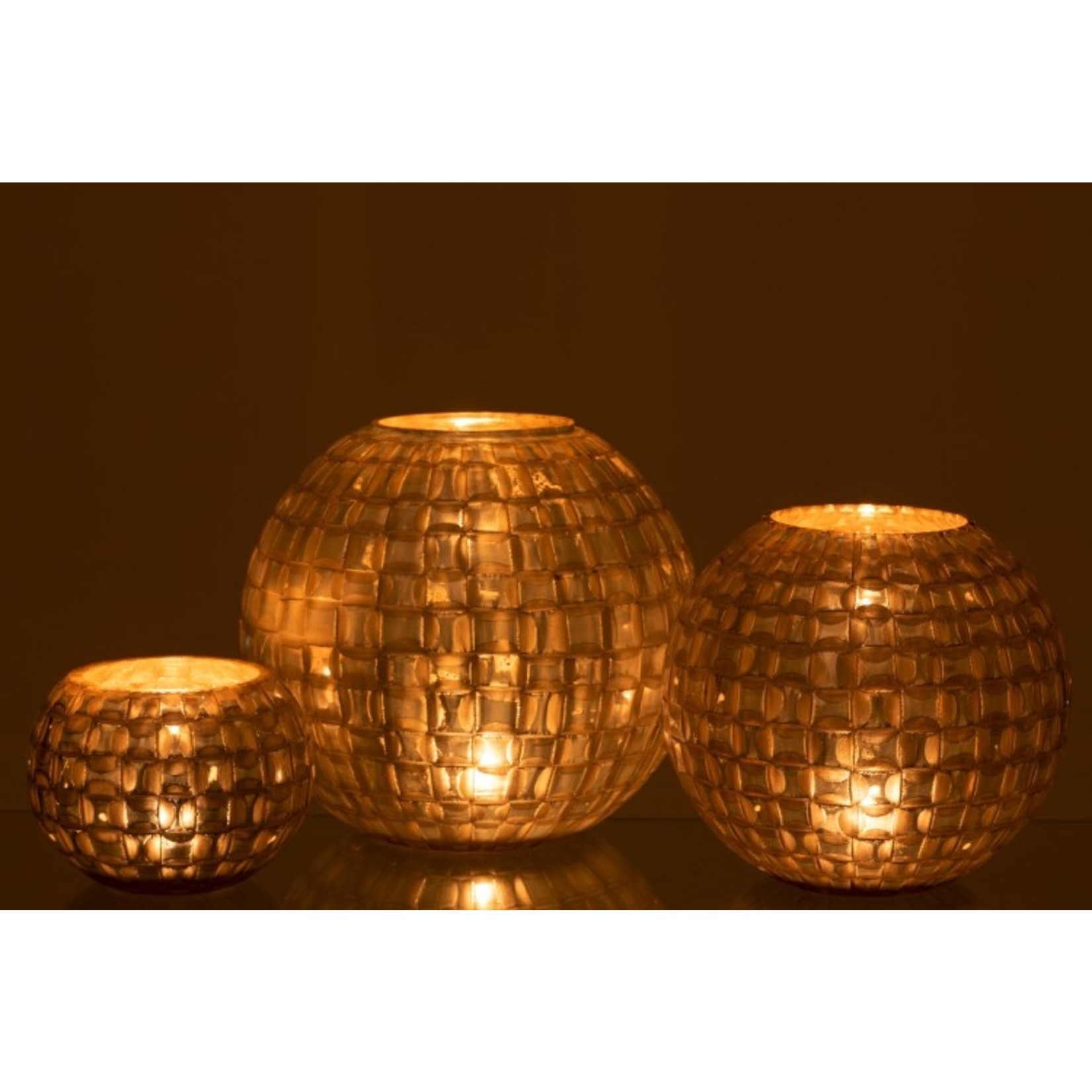 J-Line Tealight Holder Sphere Mosaic Glass Gray - Medium