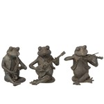 J-Line Decoratie Figuur Drie Muzikale Kikkers Grijs - Large