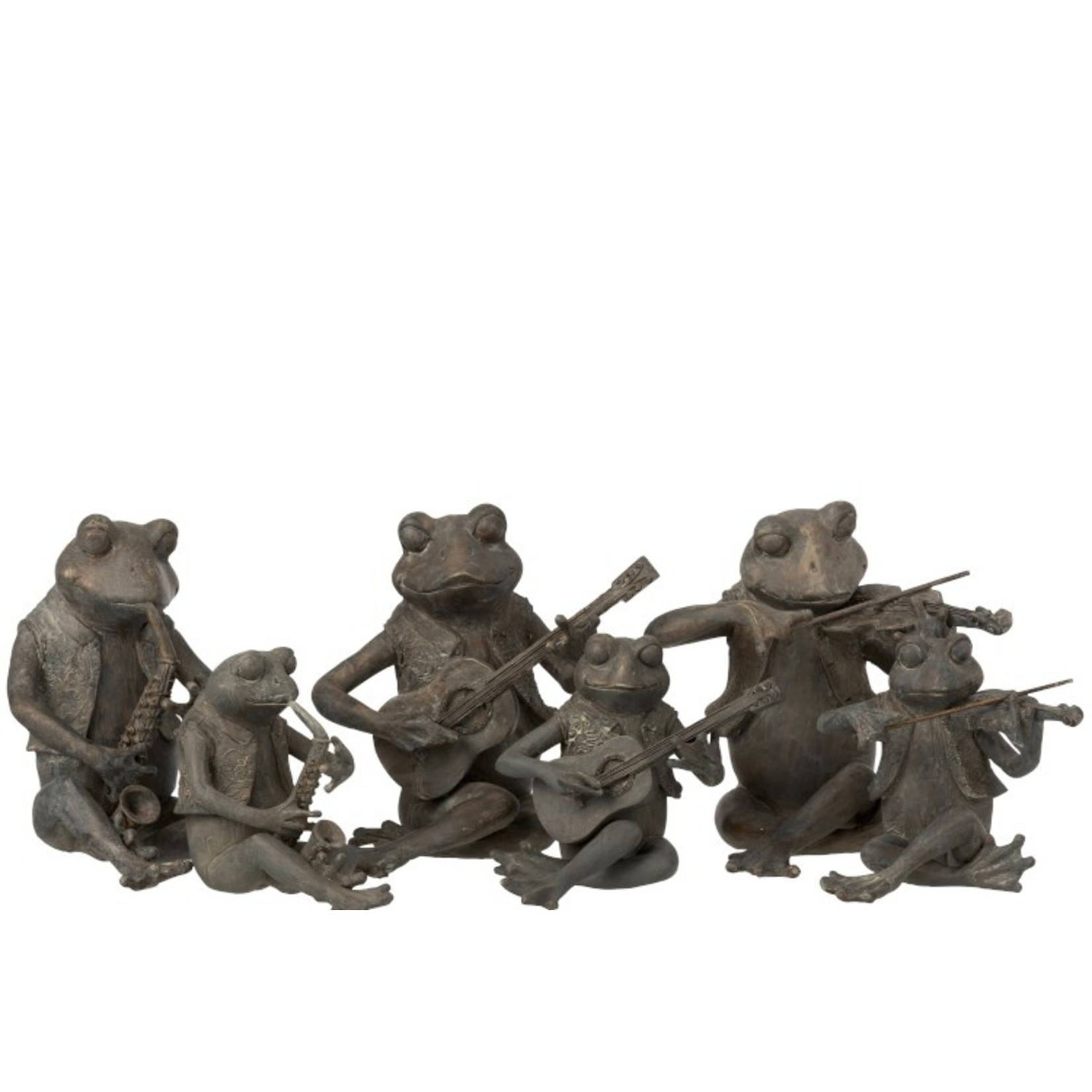 J-Line Decoration Figure Three Musical Frogs Gray - Large