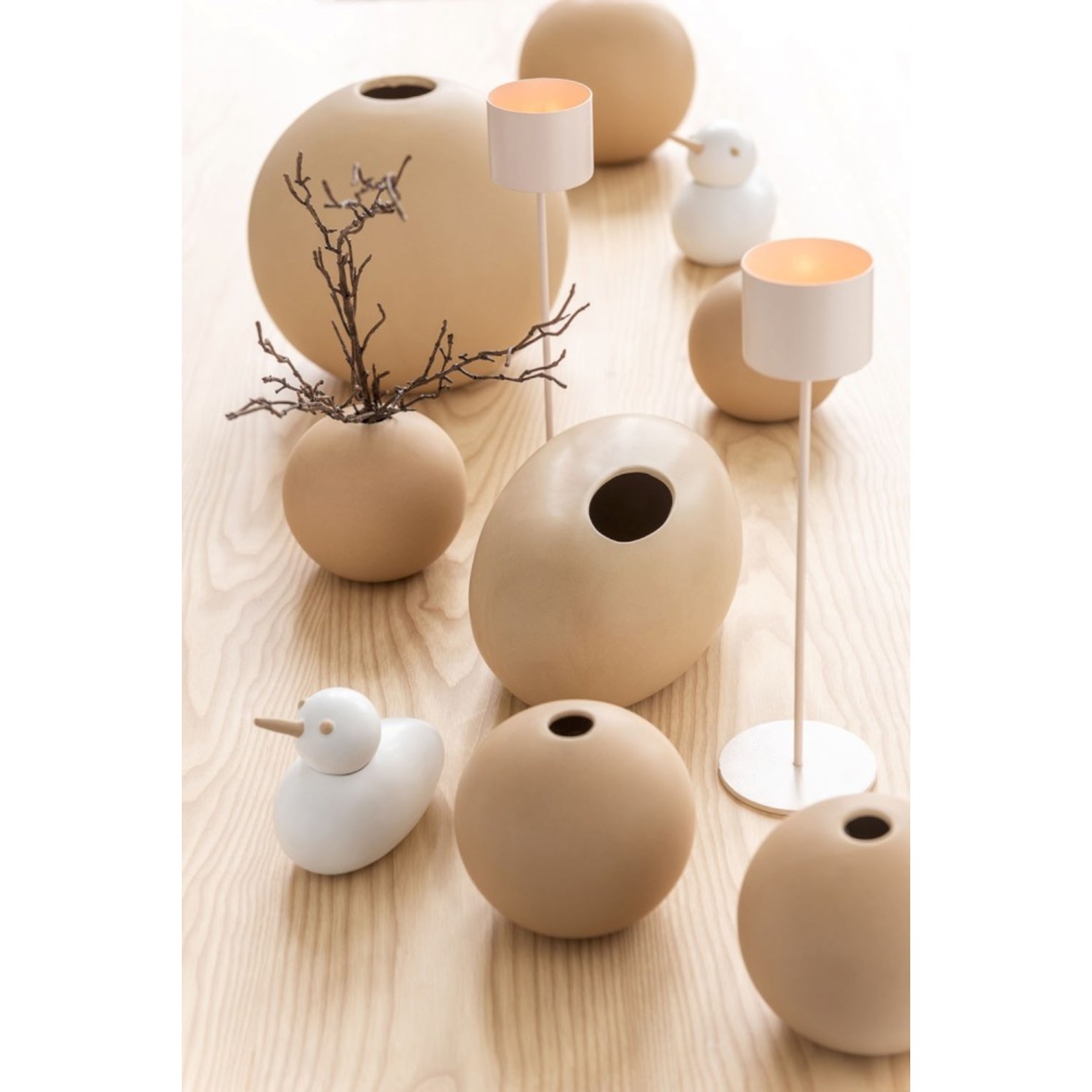 J-Line Vase Oval Ceramic Pastel Matt Beige - Large