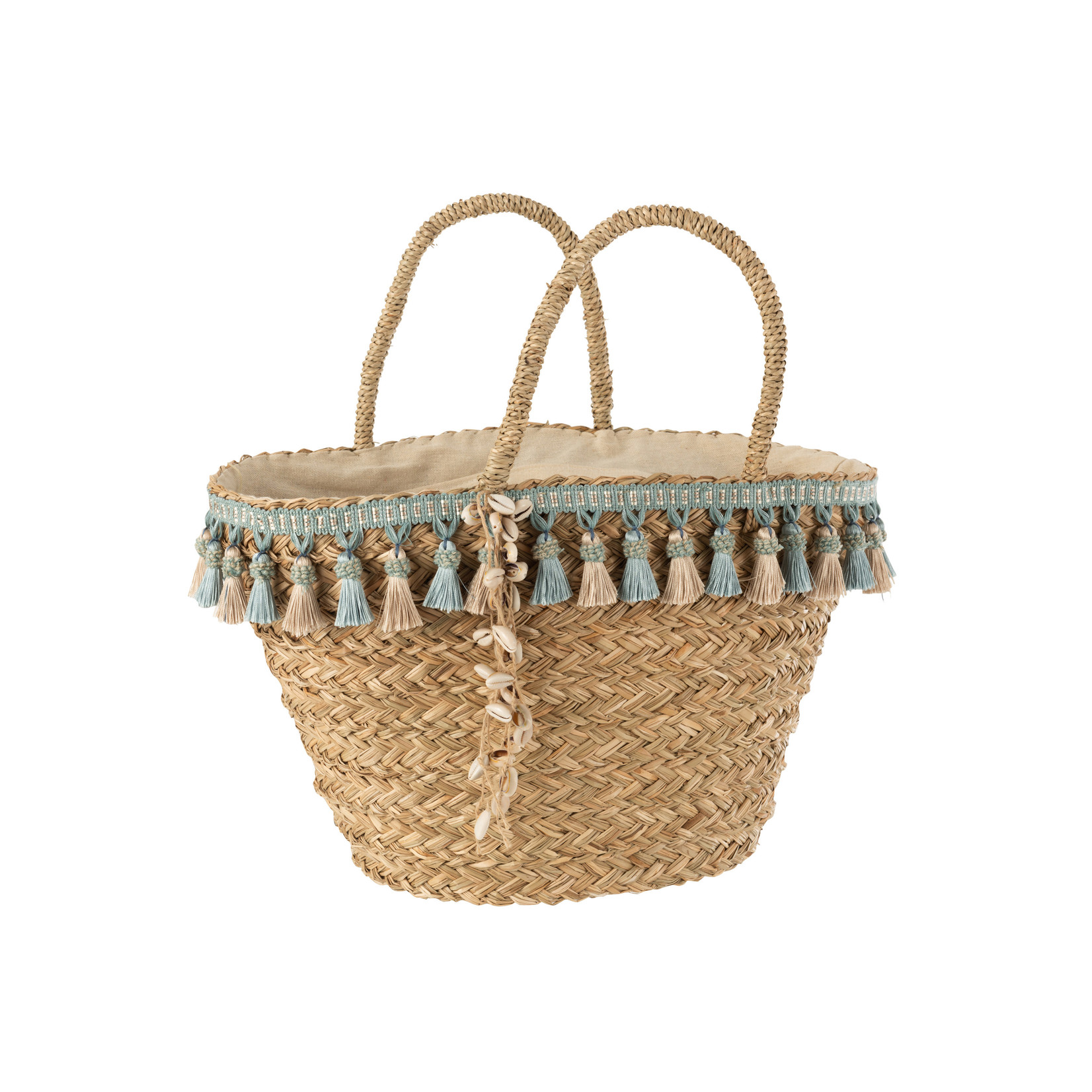 J-Line Beach bag Tassels Shells Cane