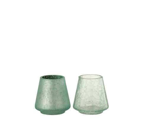 J-Line Tealight holders Crackle Green Small