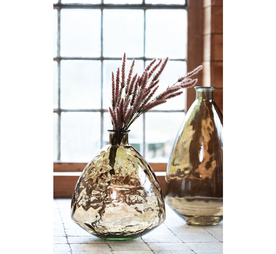 Bottle Vase Glass Wide Transparent Brown - Medium